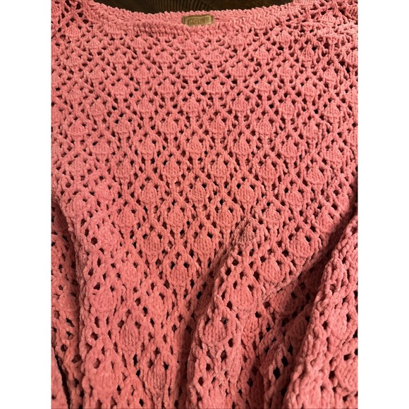 POL Sweater Women's Large 3/4 Wide Sleeves Cropped Oversized Boho Artsy Pink - Picture 2 of 12